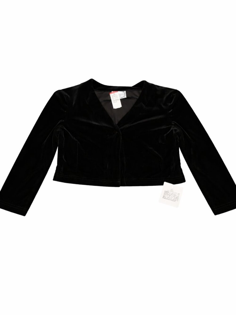 Vintage Black Velvet Cardigan with Decorative Button, Size Medium, NWT